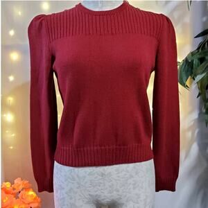 St. John for Jacobsons Vtg Santana Knit Sweater Womens Size S Red Button Accent